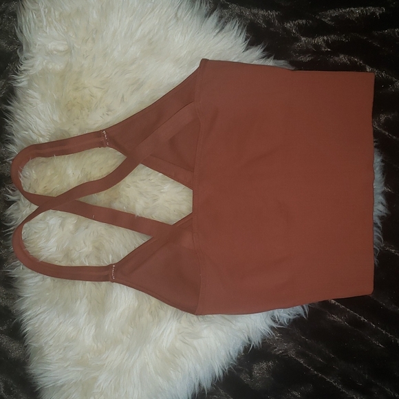 Free People Movement Good Karma Brown Criss Cross Bra / Tank Top XS/S - Picture 3 of 4